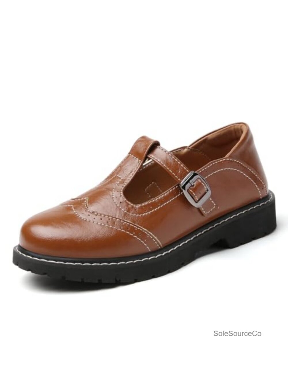 Women's Vintage T-Strap Brogue Mary Jane Platform Oxford Dress Shoes